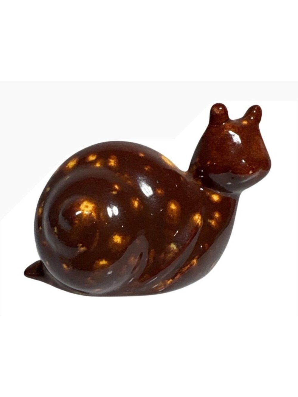 Vintage Ceramic Snail Figurine Studio Pottery Speckled Brown 2.5"x 2" Decorative